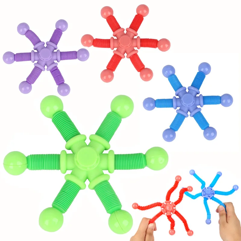 Children Fidget Spinner Toys Autism Sensory Pop Tubes Transformable Stress Relief Fingertip Gyros Toy for Adults Kids Gifts