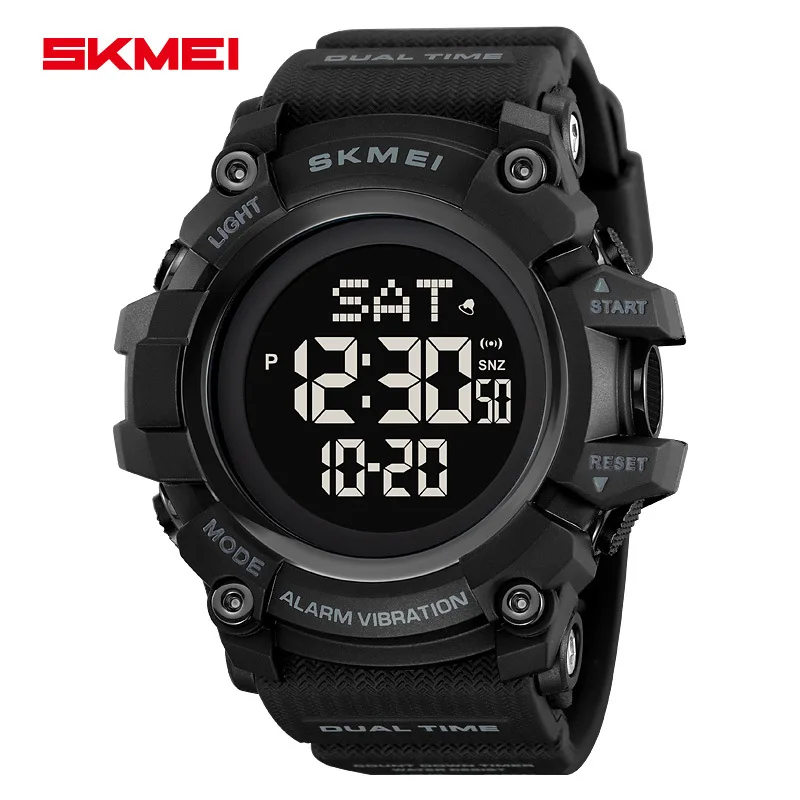 SkmeiMen ساعة رياضية متعددة الوظائف الاهتزاز تذكير ساعة إلكترونية طالب في الهواء الطلق الترفيه مقاوم للماء ساعة إلكترونية