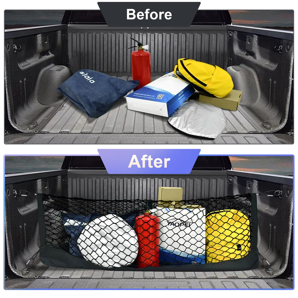 For Toyota Tacoma 2005-2024 Car Trunk Net Large Elastic Luggage Net Cargo Organizer Storage Stretchable Car Mesh Network Pocket