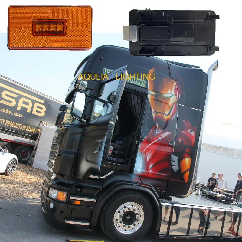 1PCS 4Led Marker Lamp Fit For SCANIA R P G S AMBER Side Light 2052119