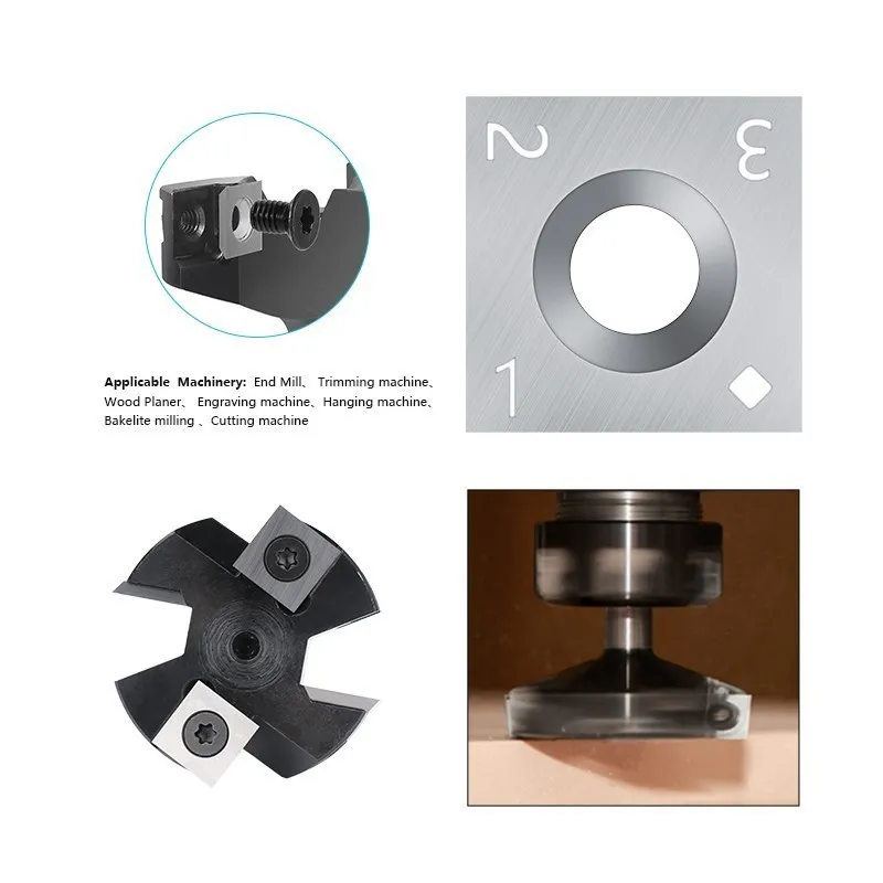 Carbide Insert 12x12x2.2/10.5x10.5x2.2/14x14x2mm CNC Spoilboard Surfacing Router Bit Insert for WoodWorking