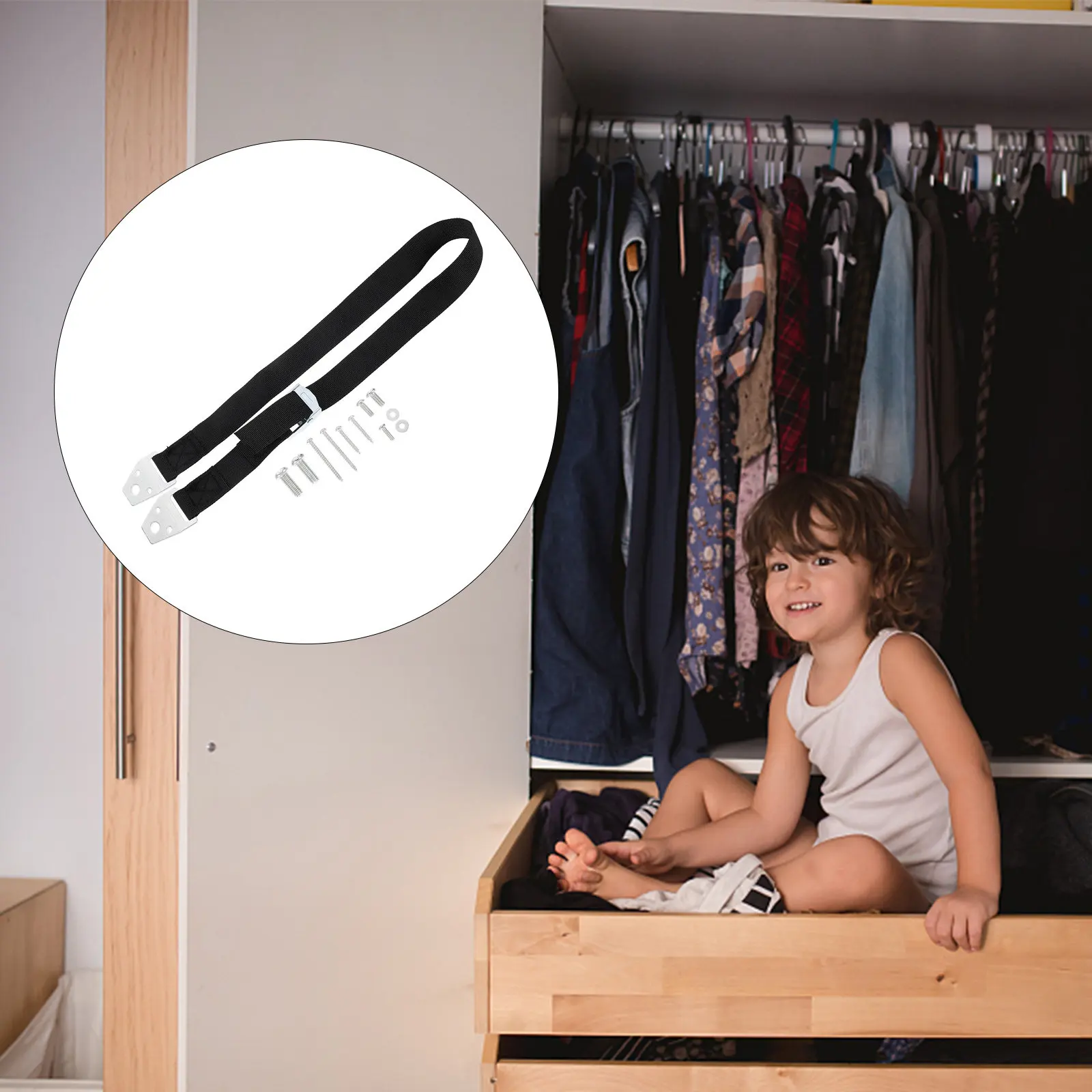 

1Pcs Adjustable Anti Tip Resistant Strap for TV Screen Furniture Bookshelf Drawer Closet Child Proof Heavy Duty Strap