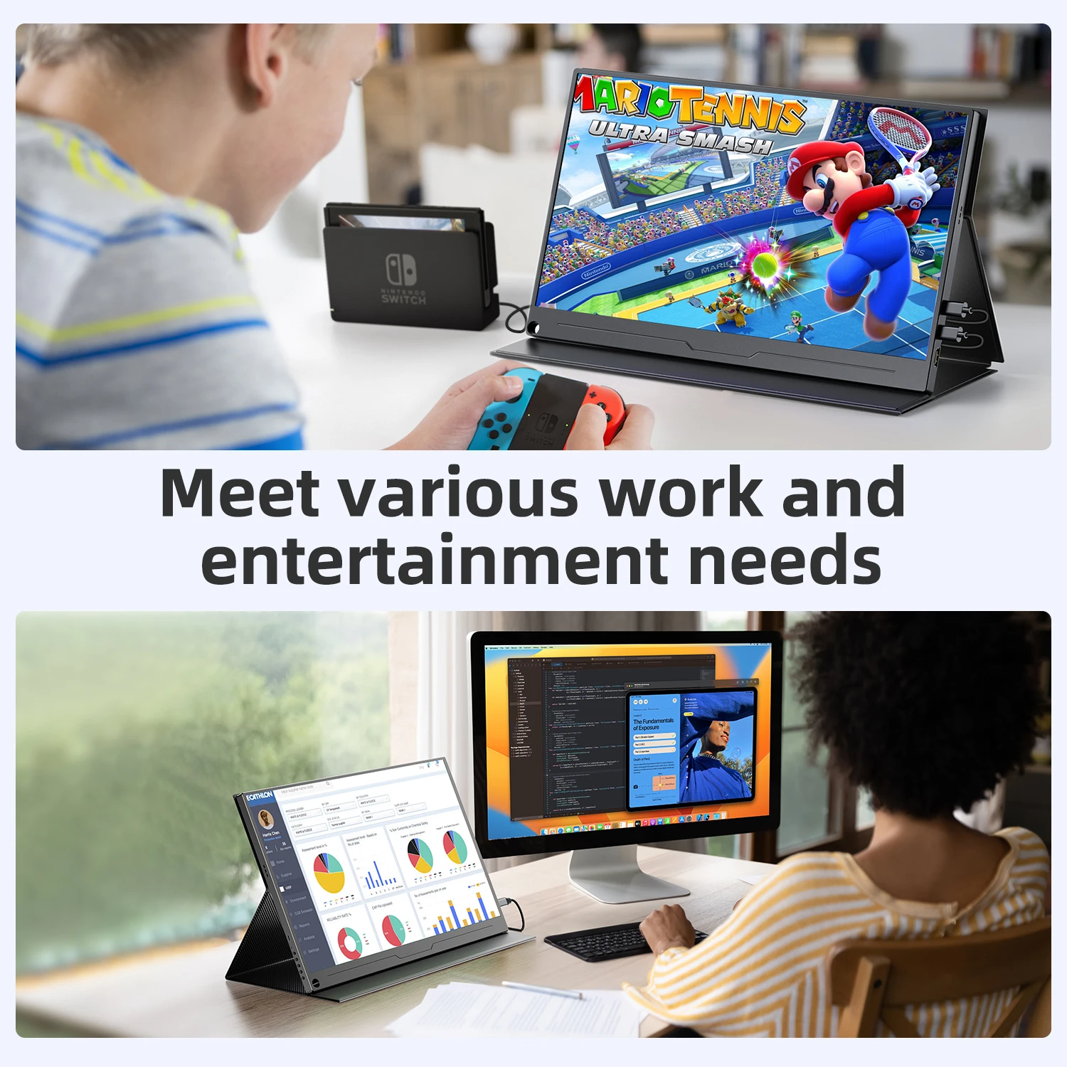 Imagem -04 - Uperfect 15.6 1080p Monitor de Jogos Portátil Ultra-fino Hdmi Usb c Extensor de Tela com Vesa para Samsung Dex Laptop pc Telefone Mac Xbox Ps4 Switch