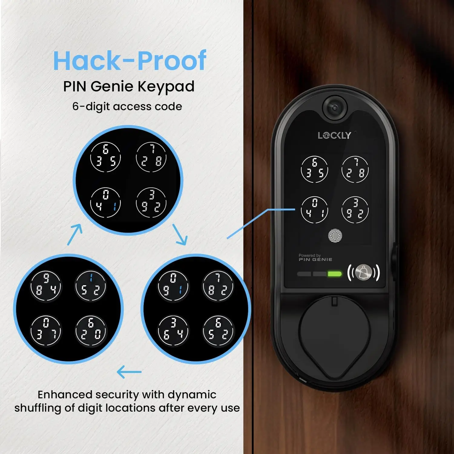 Serrure intelligente à vision pour porte d'entrée, sonnette vidéo HD, verrouillage de porte à empreintes digitales, clavier à écran tactile, contrôle d'application