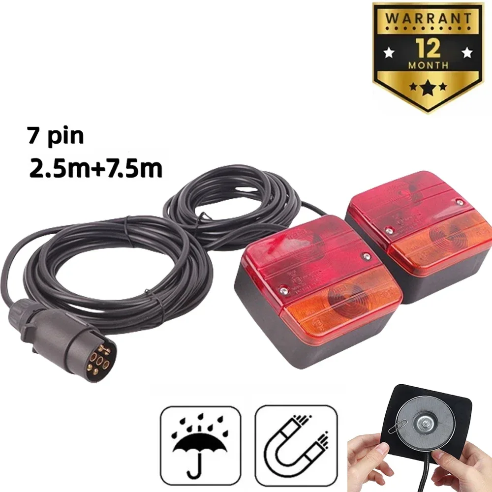 

2Pcs Magnetic 12V Towing Trailer Lightboard Rear Tail Light 10m Cable 7 Pin Brake Stop License Number Plate Reflector Waterproof