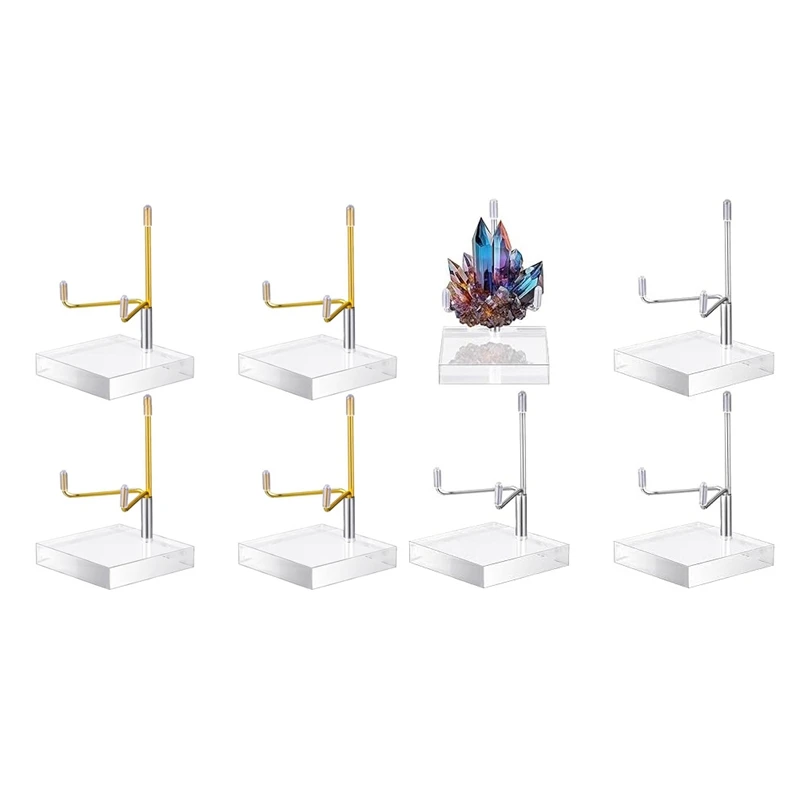 4 Pcs Adjustable Metal Arm Display Stand Easel With Acrylic Base Rock Display Easel Holder Acrylic Easel Silver Easy To Use