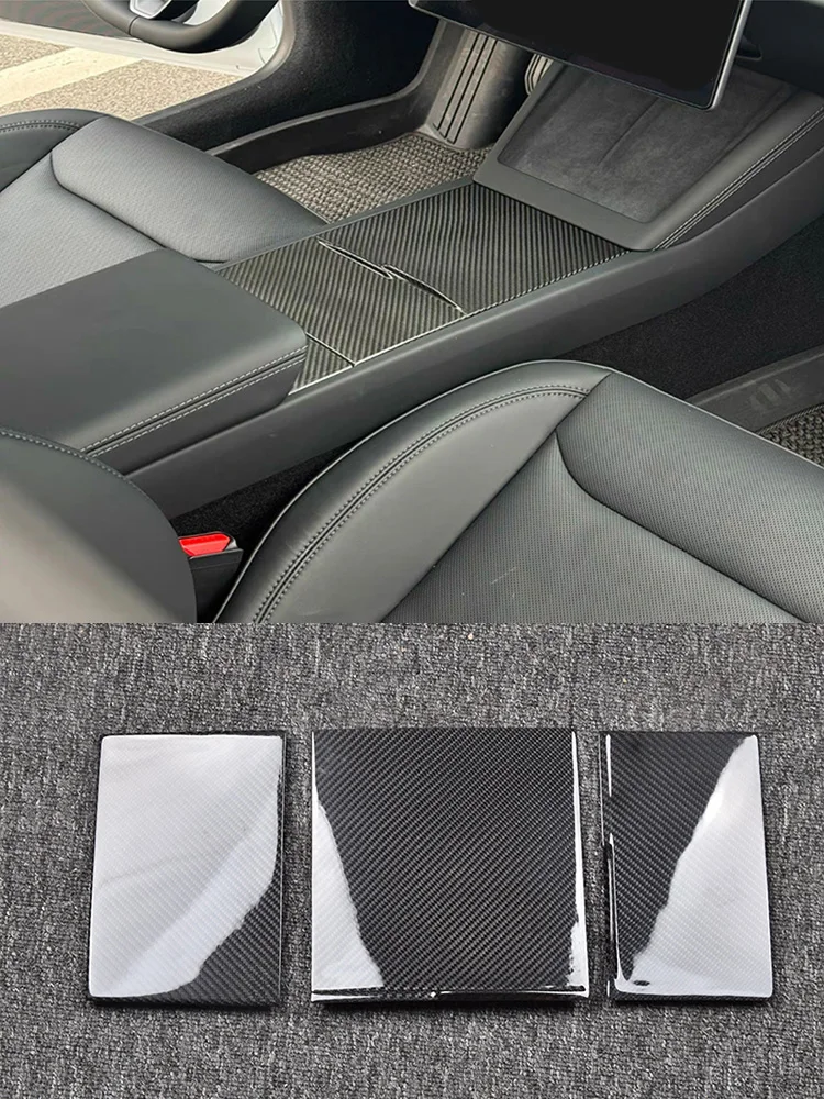 

For Tesla Model 3 Highland 2023 2024 Dry Carbon Fiber Center Console Cup Holder Panel Trim Cover Car Interior Accessories Sticke