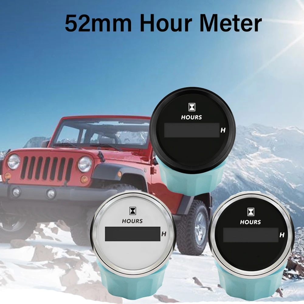 

ELING Waterproof 52mm Digital Hour Meter Gauge LCD Engine Tach Hour Meter with Red Backlight for Car Boat Yacht Vessel 12V 24V