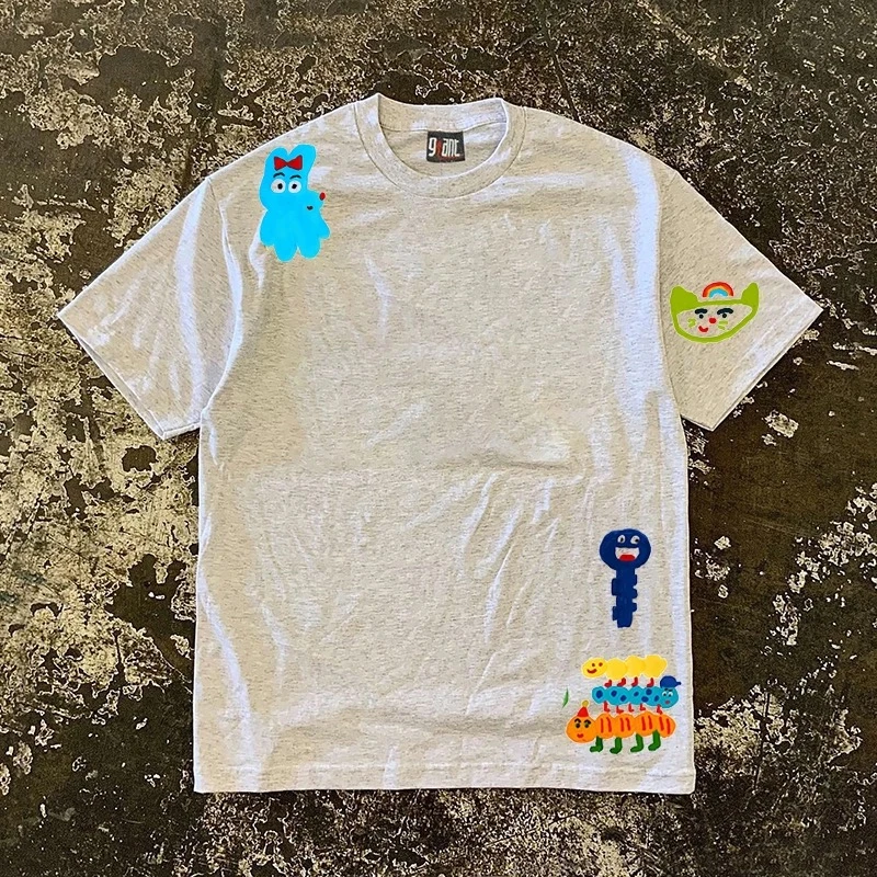 ヘビーウェイト純綿半袖tシャツ-楽しいプリントデザイン-カジュアルサマーファッション-快適なルーズフィット-理髄活動募金用