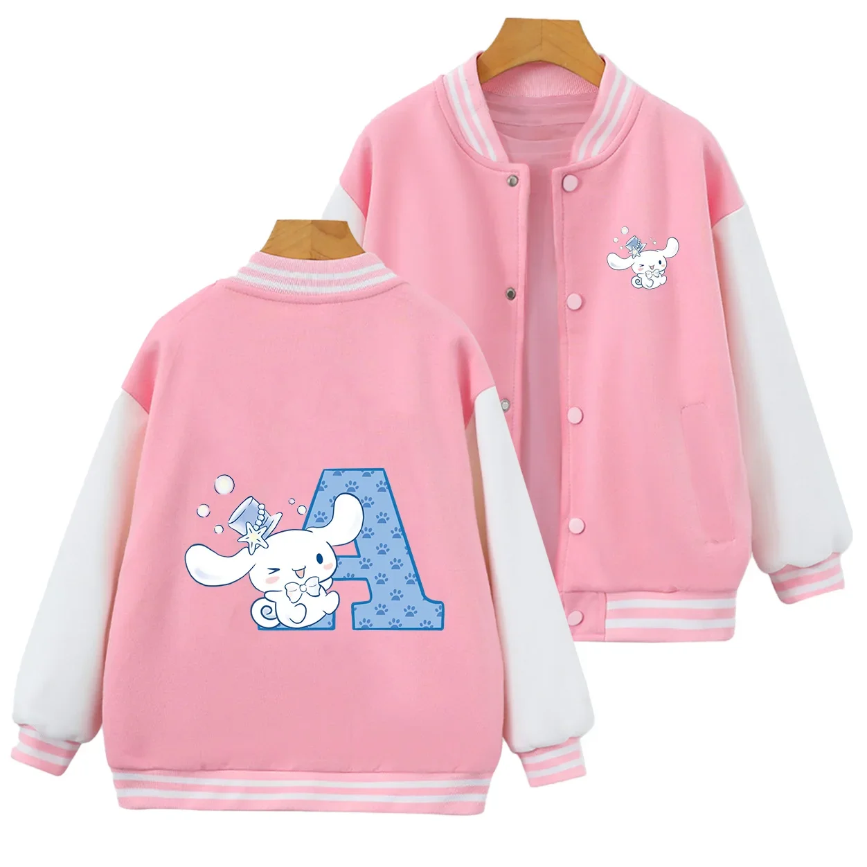 Cinnamorolls baseball uniform  Children Letter A B C Kawaii Anime Print Cartoons Casual Clothes outer jacket  Kid Girl Boy Tops