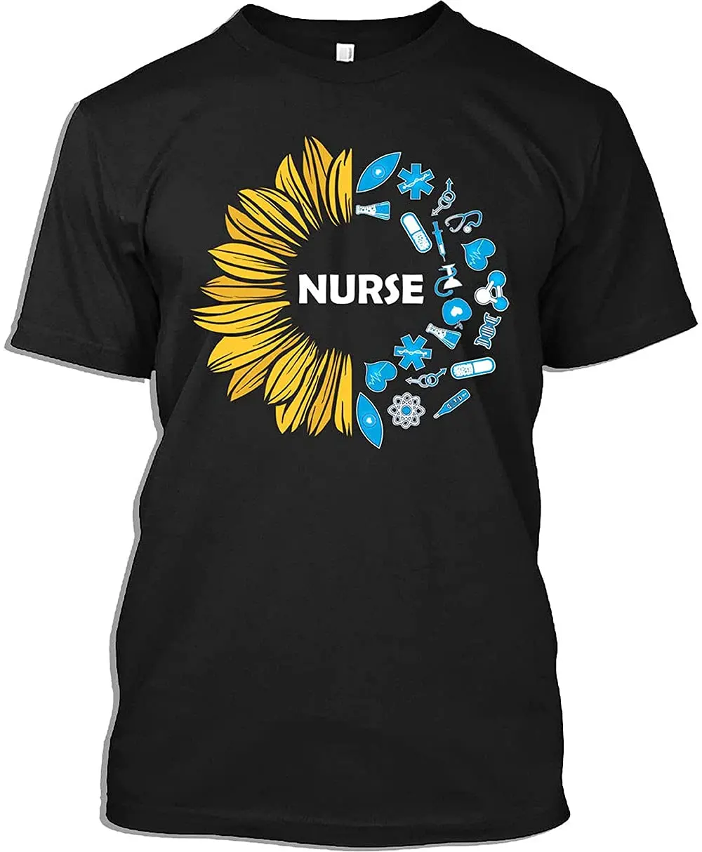 LIKA Fathe'r Day Sunflower Nurse Love Inspire Unisex Cotton Men Women T Shirt BlackGraphic Y2K High quality brandAnime Graphic 