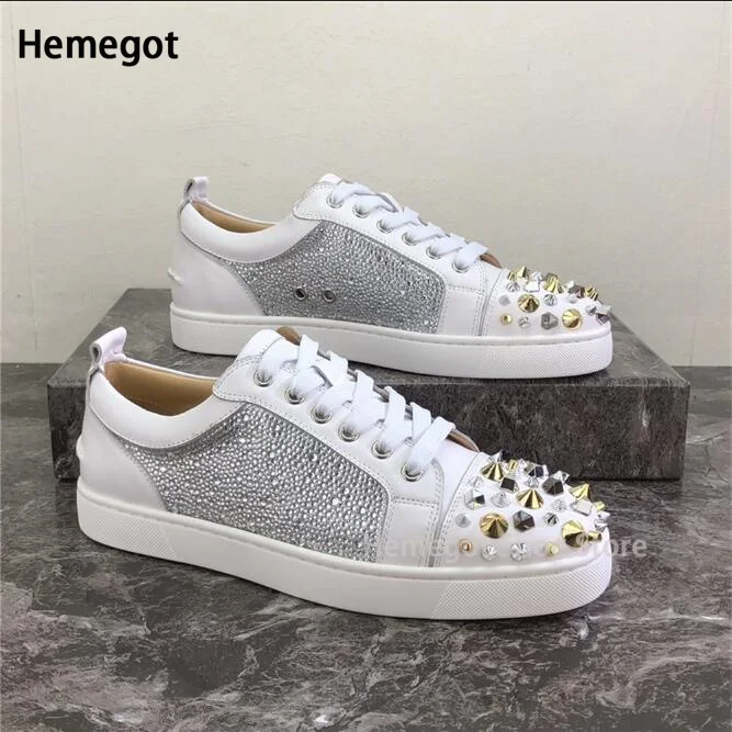 Rivet Rhinestones Low Top Flat Casual Shoes Fashion Men\'s Shoes Couple Luxury Snake Print Comfortable Breathable Durable Shoes