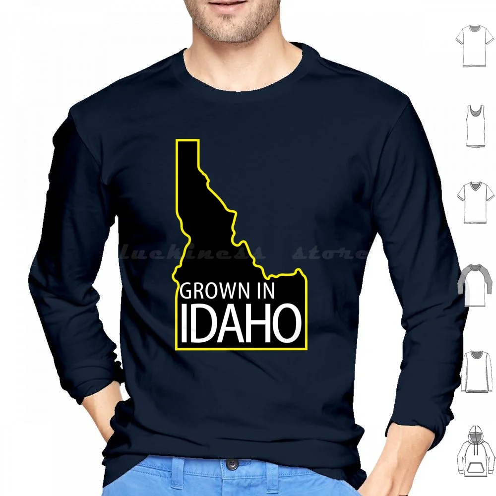 Grown In Idaho Hoodies Long Sleeve Idaho Potatoes Spuds