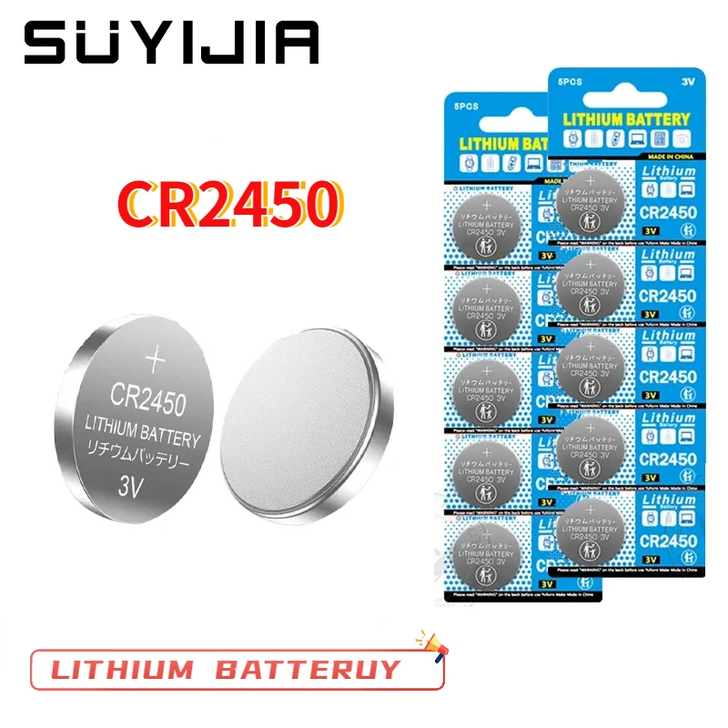 Selling 3V CR2450 Li-ion Battery DL2450 BR2450 LM2450 KCR5029 Suitable for Car Key Toy Control Watch LED Light Button Battery