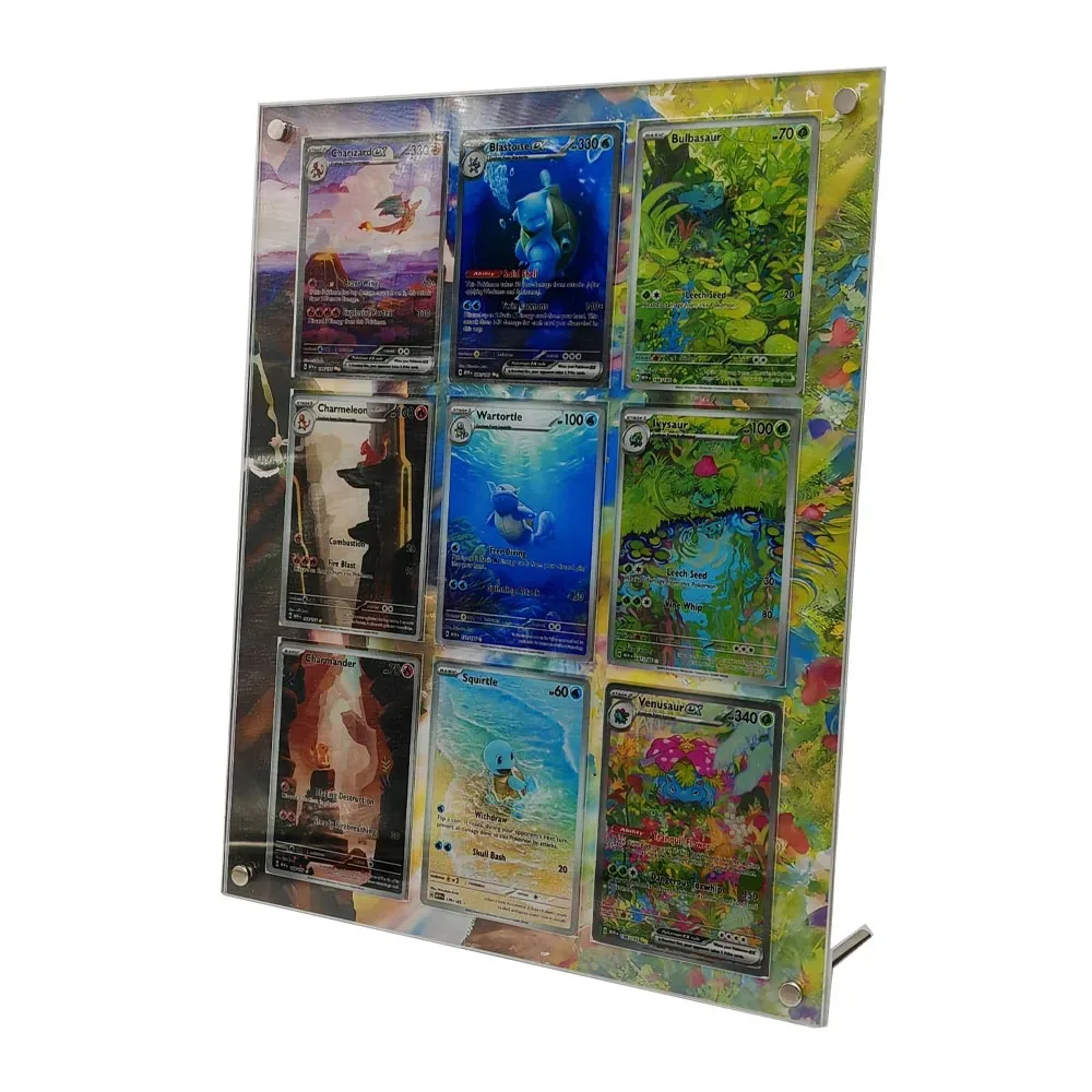 Anime Ptcg Squirtle Bulbasaur Charmander Card Extended Art Psa Display Case Collection Card Extended Painting Display Rack Gift view 3