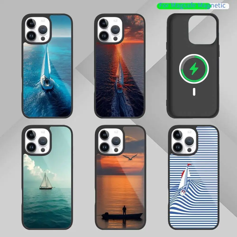 

S-Sailing B-Boat Ocean Naval Nautical Sea Phone Case For iPhone 17,16,15,14,13,Max,Plus,Magnetic For Magsafe Wireless Charging