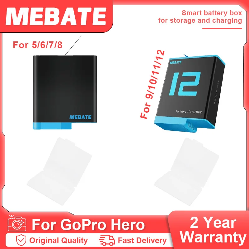 MEBATE New For GoPro 5 6 7 8 9 10 Battery 1750mAh Replacement Bateria for GoPro Hero 9 10 11 12 Black Action Camera Accessories