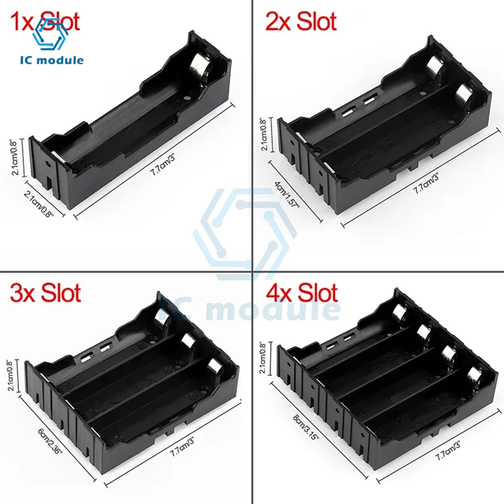 Nuevo DIY ABS 18650 fundas para banco de energía 1X 2X 3X 4X 18650 soporte de batería caja de almacenamiento 1 2 3 4 ranuras contenedor de baterías Pin duro