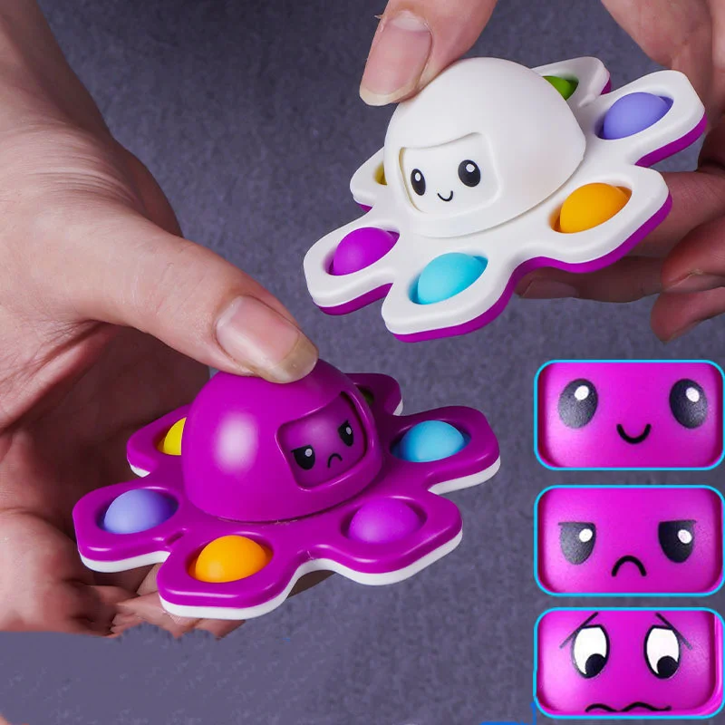 Finger Toys Autism Stress Relief Silicone Interactive Flip Pops Octopus Change Faces Decompression Push Press Bubble for Spinner