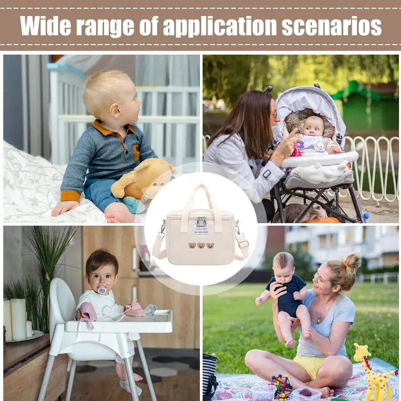 Sac fourre-tout à couches pour maman, sac à couches multifonctionnel, sac de rangement de grande capacité avec compartiment à couche isolante, mignon