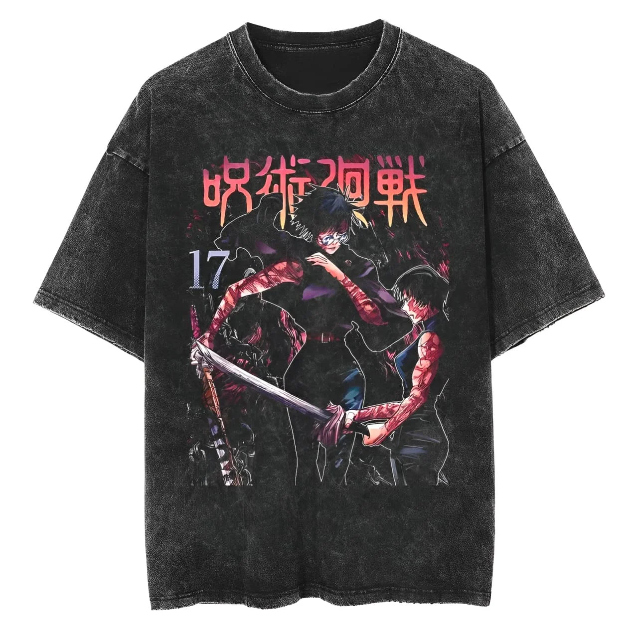 Maki Zenin T-Shirt Jujutsu Kaisen Anime Herren Vintage Acid Wash Übergroßes Baumwoll-Streetwear Cursed Tool Grafik-T-Shirt 2026