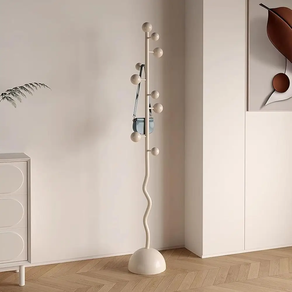 رف معطف معدني قائم بذاته مع 8 خطافات لتعليق الملابس والقبعات في المدخل أو الممر أو غرفة النوم (أسود) #2