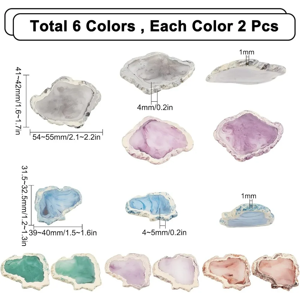 1 Box 12Pcs Agate Light Table Slices Imitation Resin Crystals Stones Irregular Half Drilled Beads Polished Agate making kit