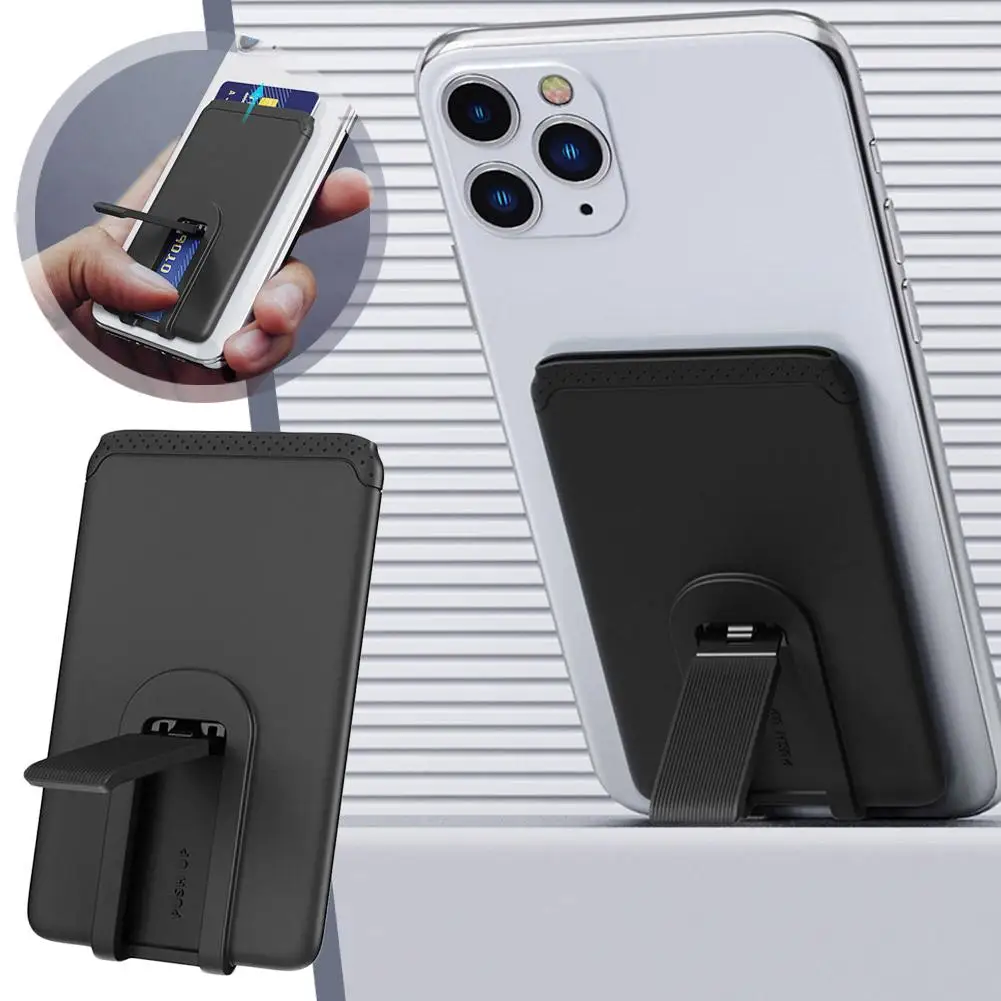 Silicone Phone Card Holder - Adhesive Sticker Pocket With Mobile Phone Stand, Fashion Credit Cardholder For iPhone Samsung