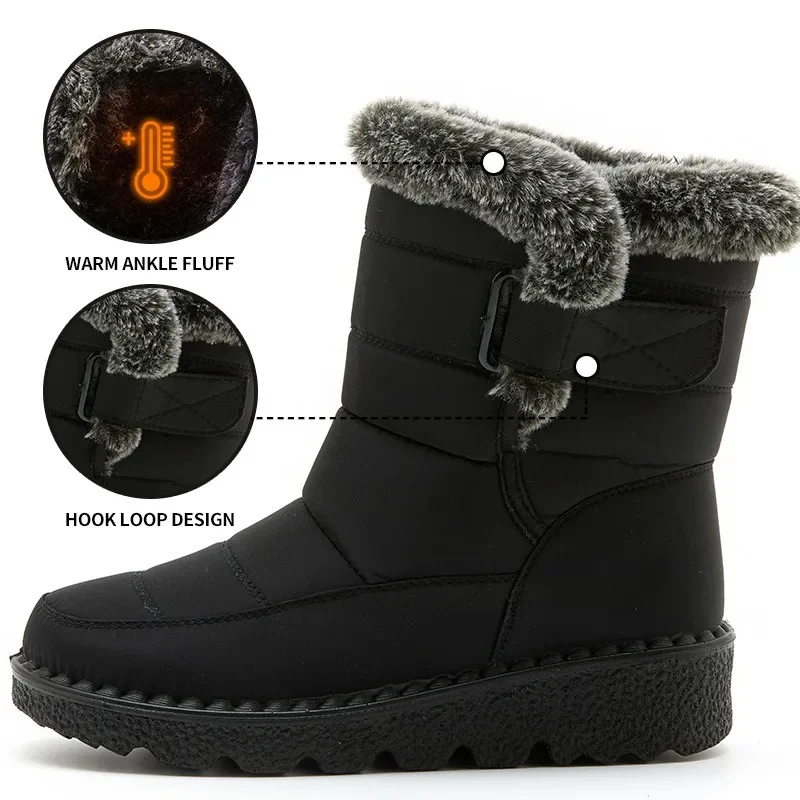 Snow Boots Women 2025New Winter Anti Slip Waterproof Ankle Boots Thicken Cold Resistant Plus Size Ladies CottonShoes Botas Mujer