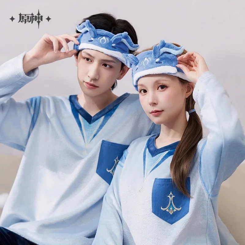 

[Genuine] miHoYo Game Genshin Impact Neuvillette Theme Home Pajama Set Hairband Clothing Thermal Underwear Cosplay Xmas Gifts