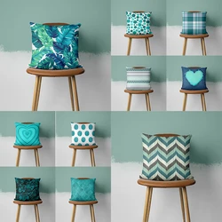 Cushion Covers Sofa Pillowcases Bedroom Home Decor Leaves Feather Geometric Hearts Teal  Car Office