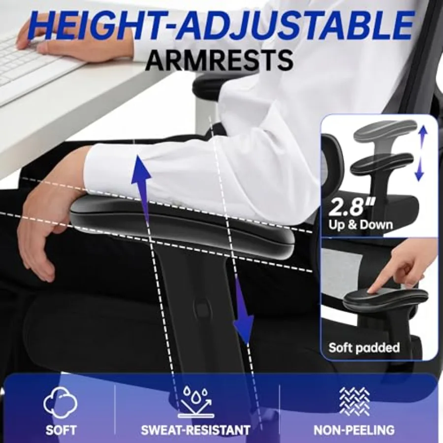 Ergonomic Office Chair, High Back Mesh Computer Chair with Comfortable Adaptive Lumbar Support, Built-in Coat Hanger, SGS Class view 5
