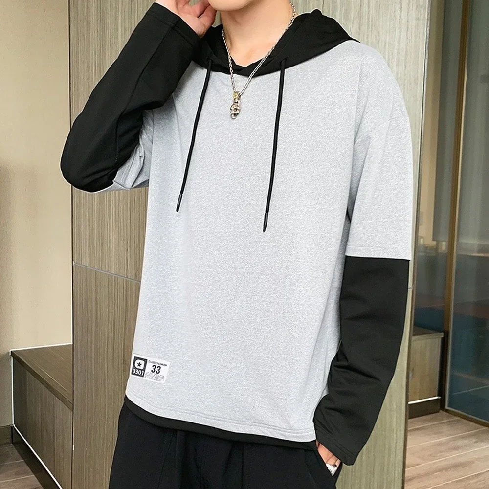 Hip Hop Hoodies Men Patchwork Hoodies Autumn and Winter Casual Tops Men Punk Style Sweatshirts With Hood Men Long Sleeve Shirts