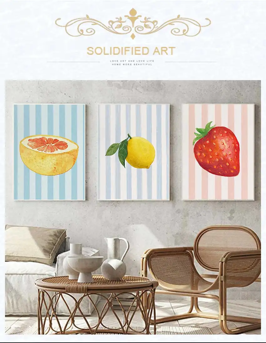 Orange Lemon Poster Canvas Painting Nordic Wall Art Pictures Home Shop Decor Trendy Colorful Kitchen Fun Fruits Market