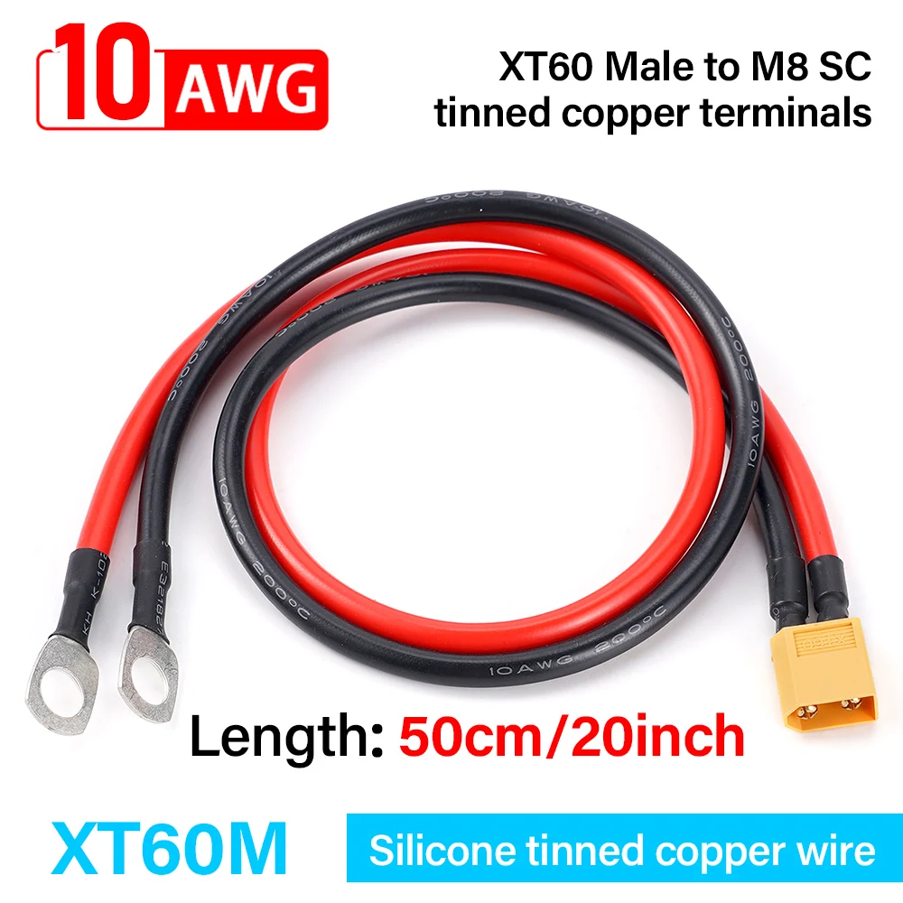 Xt60 To O Ring Eyelet M8 Sc Terminal Plug Connector Cable 10Awg Silicone Charger Power Wire For Rc Lipo Battery FPV Racing