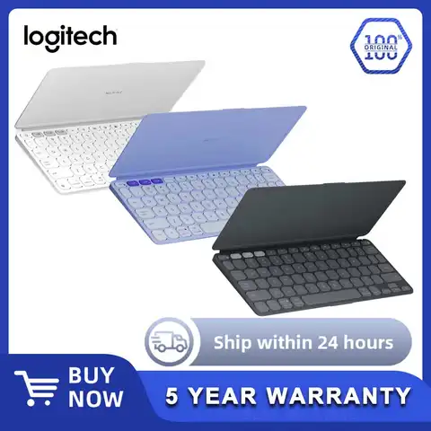 Nowa oryginalna przenośna klawiatura do tabletu Bluetooth Logitech Keys-to-GO 2 z wbudowaną osłoną, wąska kompaktowa klawiatura bezprzewodowa