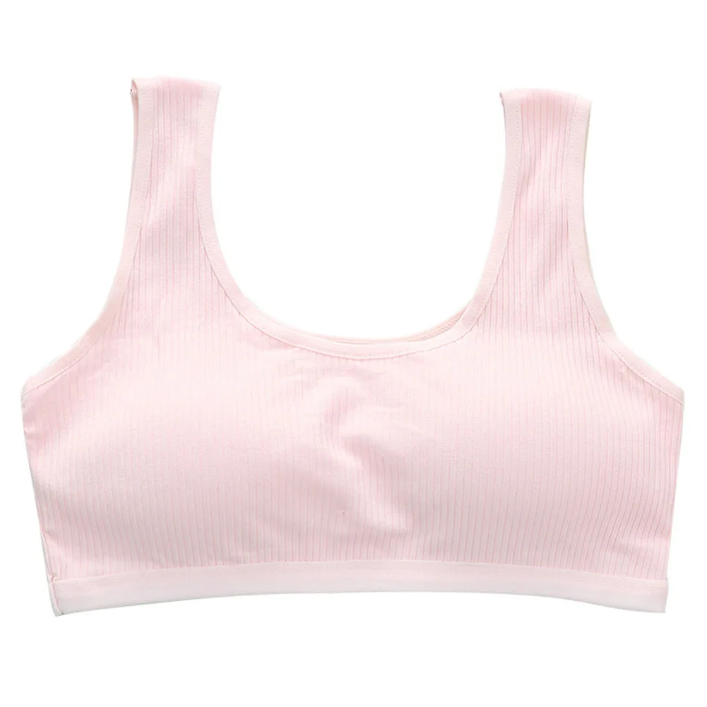 Women cotton vest bra with chest pad solid color corset elastic fit short style casual wearable for all seasons