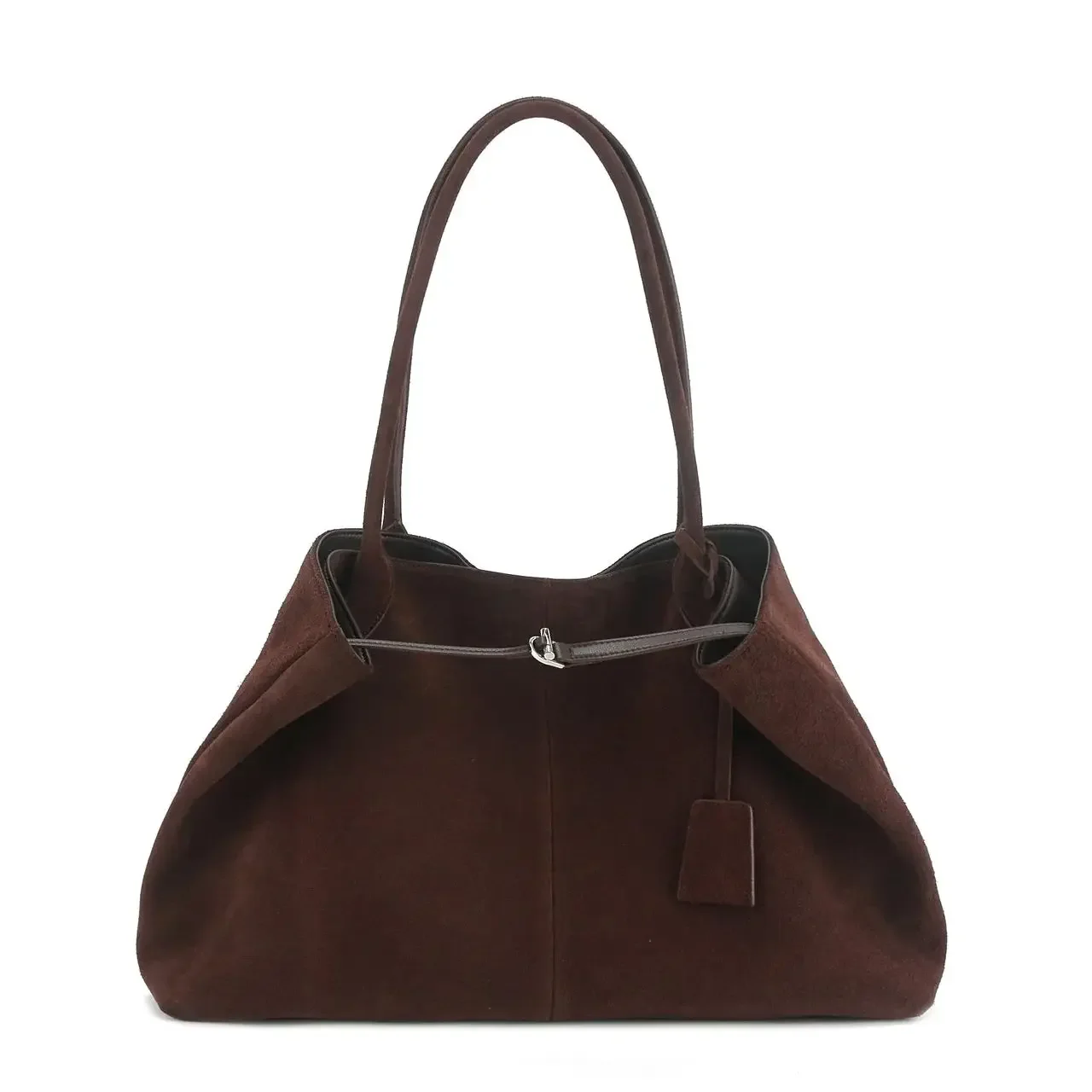 New Luxury All-match Shape Change Design Large Tote Coffee Matte Real Suede Leather Women Shoulder Bag High-end Travel Handbag