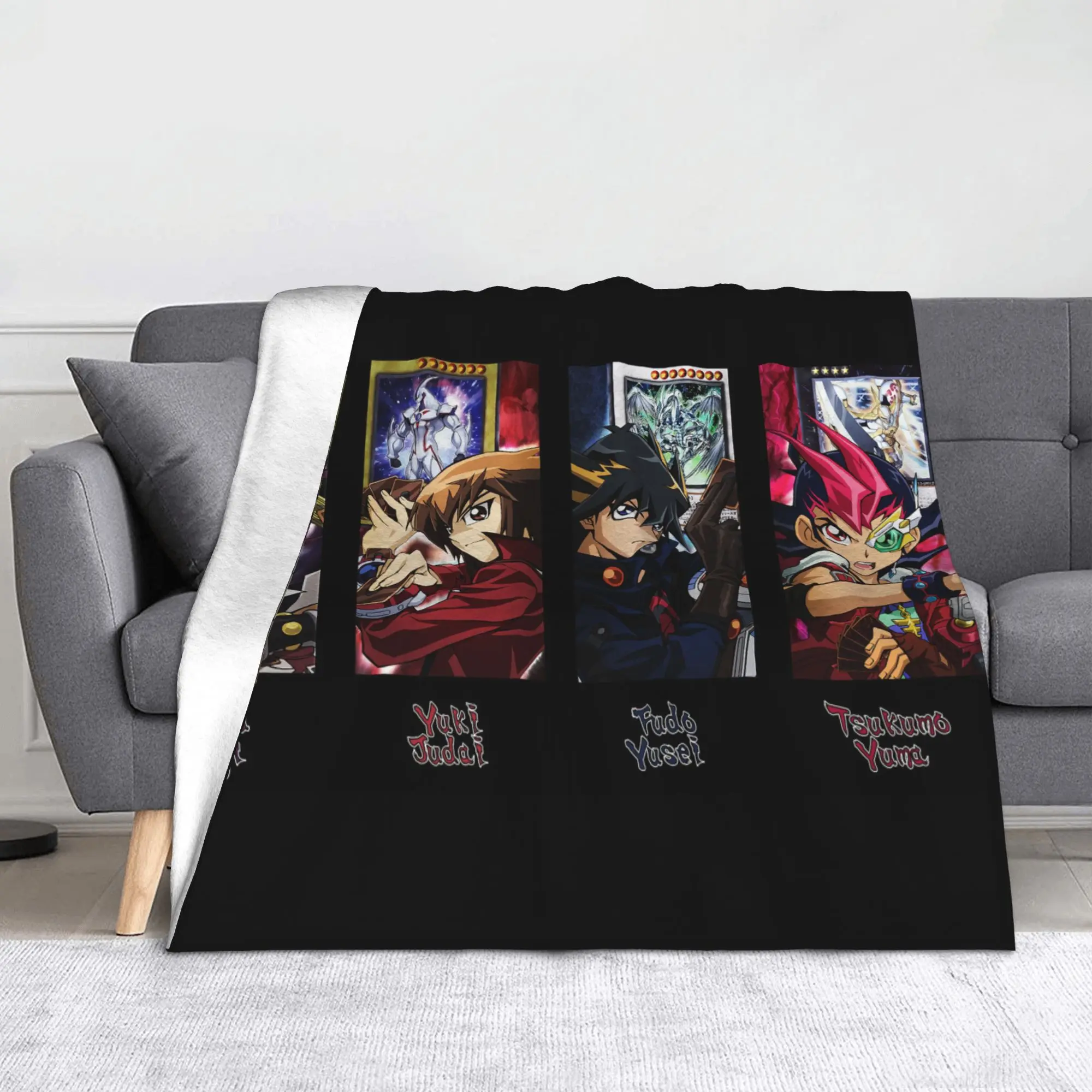 Yami Yuugi Juudai Yuugi Knitted Blankets Yu-Gi-Oh Anime Throw Blankets Summer Air Conditioning Personalised Soft Warm Bedspreads