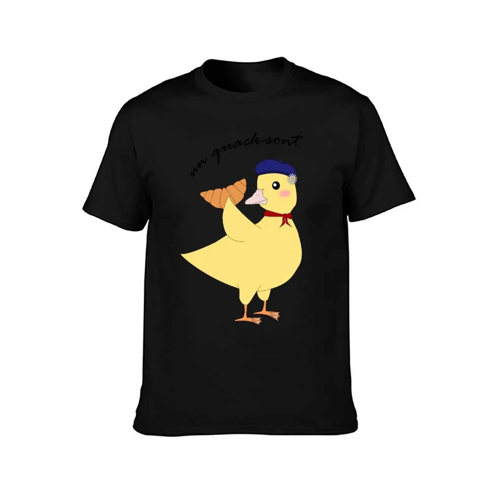 French Duckling with a Croissant (Quack-sont) T-Shirt t shirts for man cotton funny T-Shirt