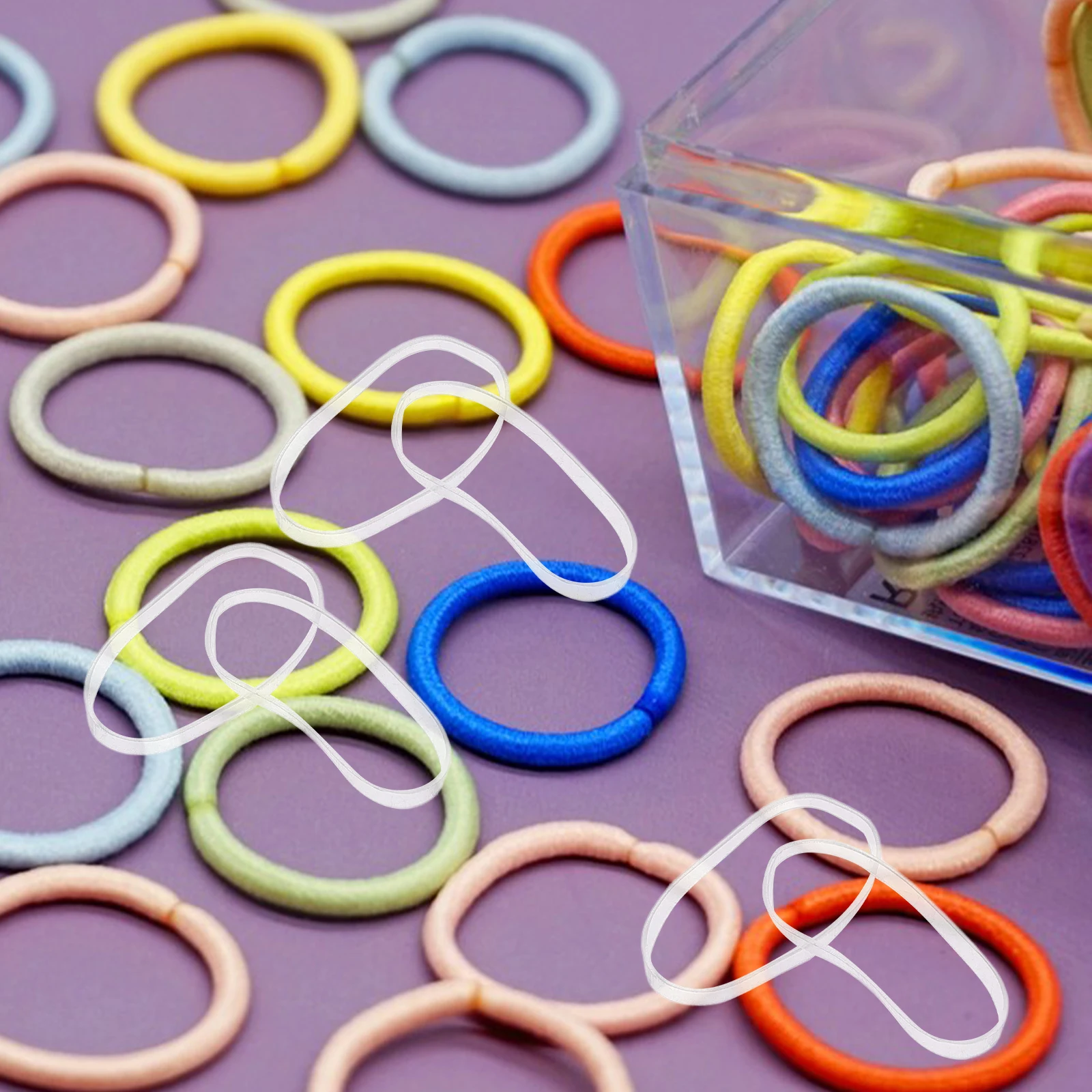 

300 pcs Transparent Rubber Bands High Elasticity Accessories Kids Girls Mini Clear Elastic Hair Ties Plastic Disposable Stylish