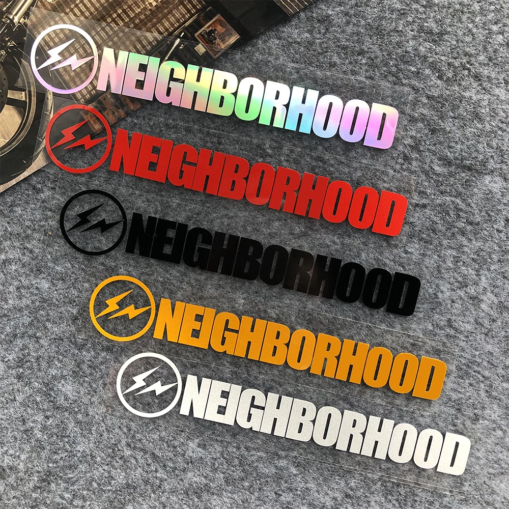 Lightning NEIGHBORHOOD Reflective Car Stickers Decor Window Body Front Rear Windshield Bumper Trunk Motorcycle Locomotive Decals