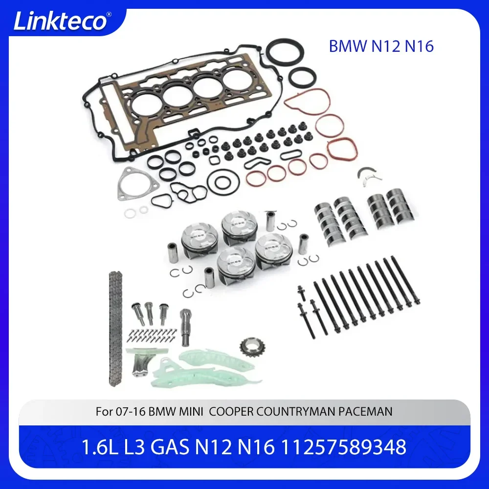 

Engine Part Overhaul Rebuild Kit Timing Chain Kit Full Gasket Set Fit 1.6 L N12 N16 For 07-16 1.6L BMW MINI COOPER COUNTRYMAN