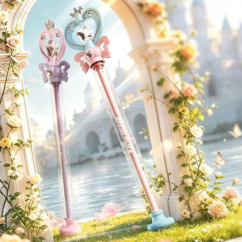 Princess Magic Water Wand Rotating Spray Pull‑Launch Blaster Toy For Girls Summer Backyard Beach Water Battle Play Accessories