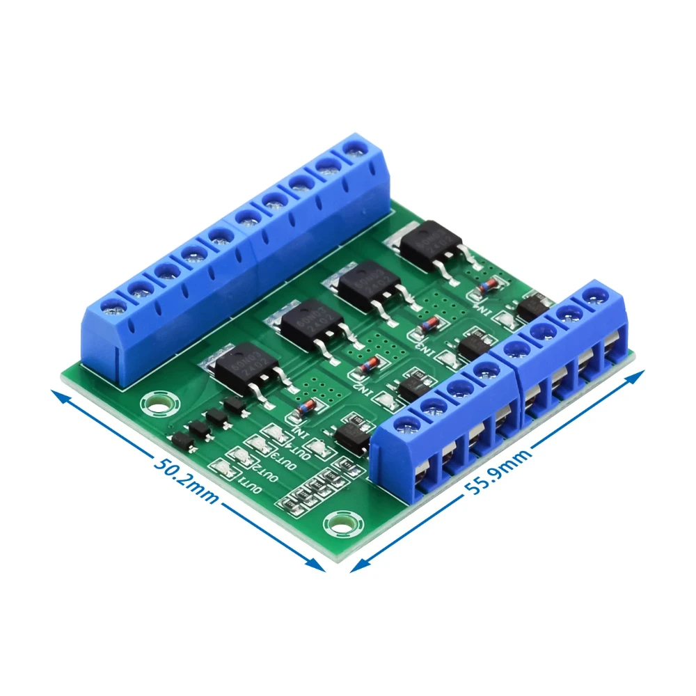 Four-way switch tube module, PLC amplifier circuit board / high power, optocoupler isolation 3.3/5/12/24 v