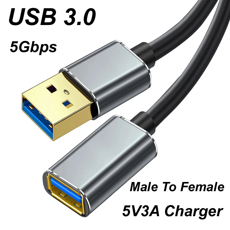 Male And Female Usb Extension Cable Usb 3.0 Mobile Charging Cable Suitable For Smart Laptops, Tvs, Ps4, And Usb Extension Cables