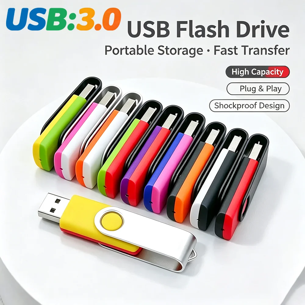 флешка USB 3.0 32GB High Speed Flash Drive 16GB Memory Stick Metal Jump Drive Swivel Pendrive Portable 64GB 128GB USB Pen Drive