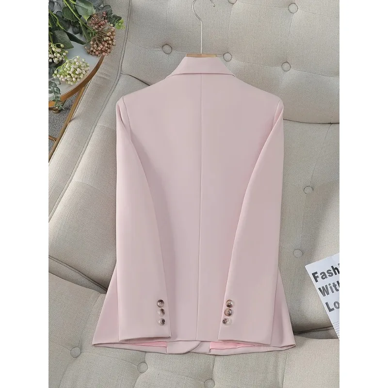 Fashion Pink Women Suit Blazer Coat Female Khaki Apricot Long Sleeve Formal Office Ladies Business Work Jacket Outfit