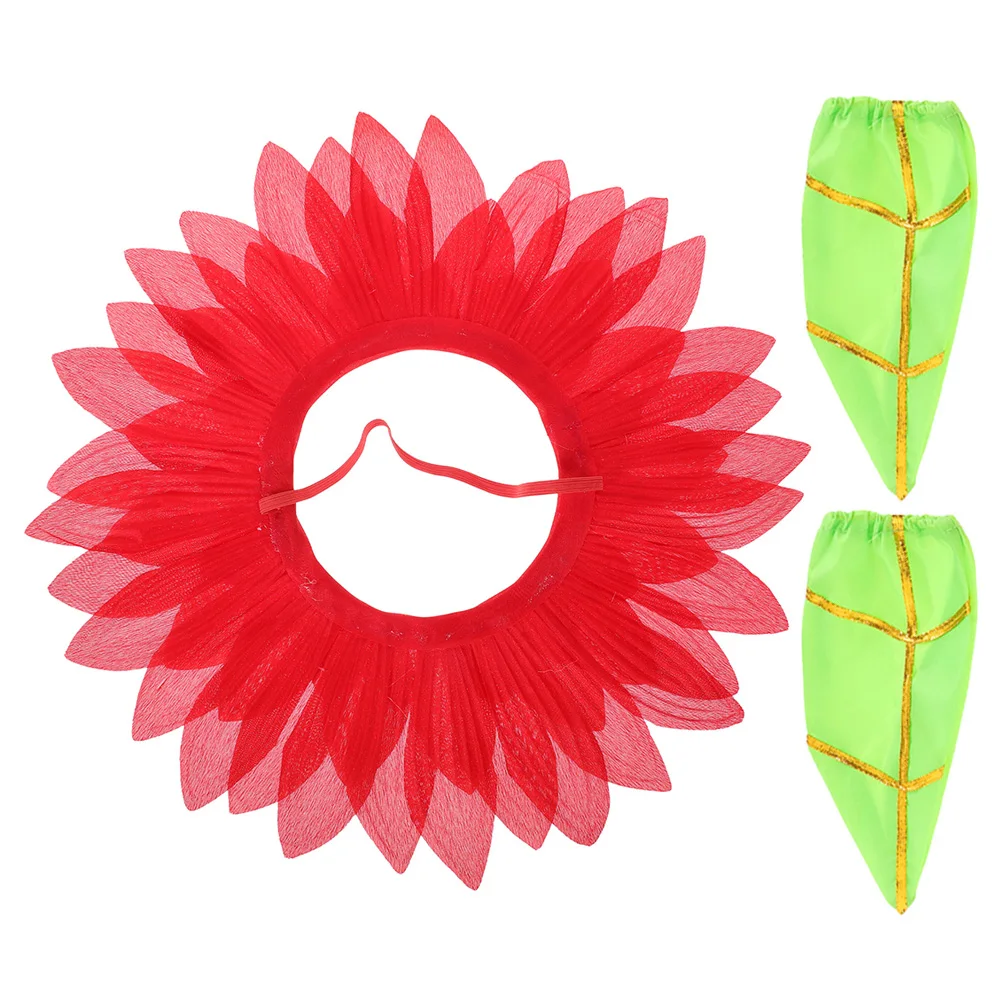 

Sunflower Headgear Headdress Dance Costumes Hat Seeds Headpiece Funny Hats Party Kids Flower Costume Red Color Size One Piece