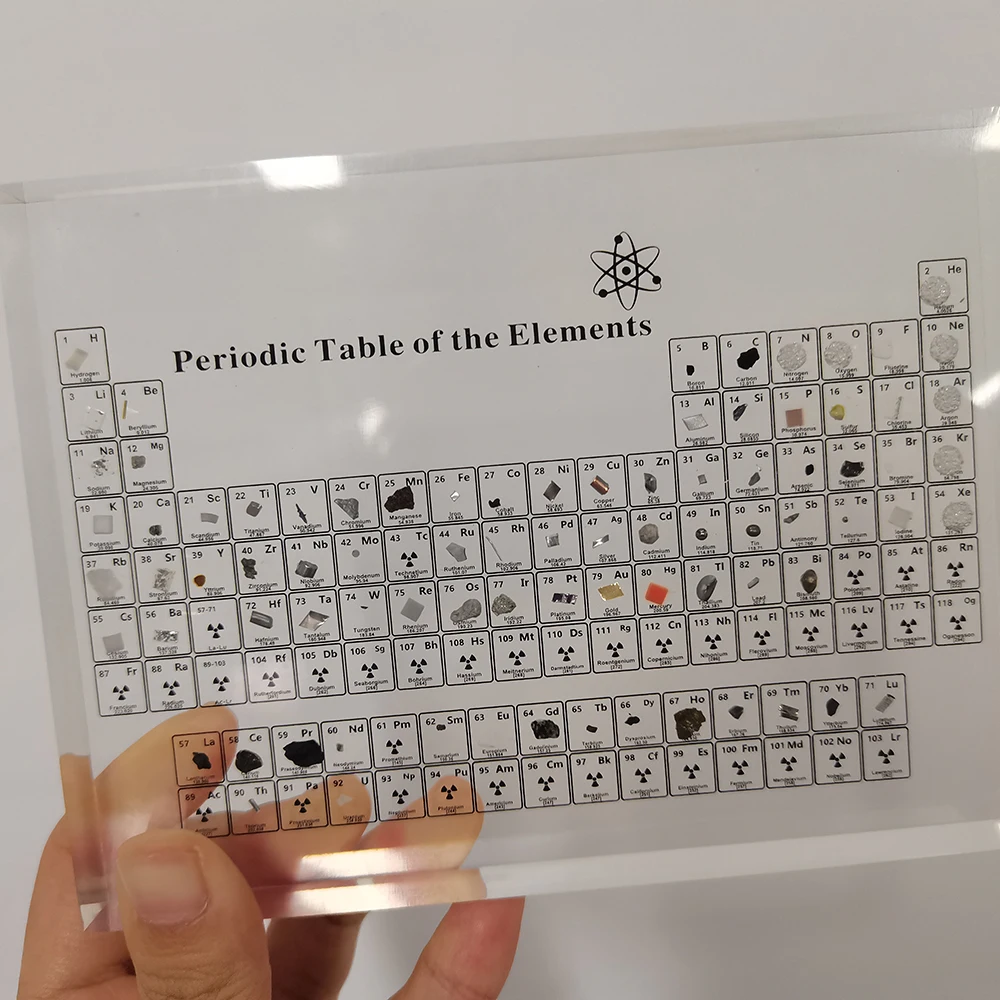 

Acrylic Periodic Table with Real Elements Samples Letter Decoration for Kids Teaching School Display Chemical Element Home Decor